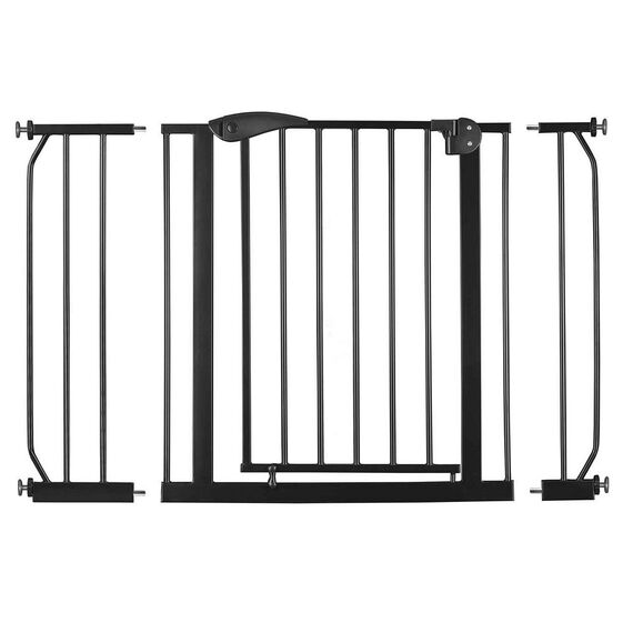 Bariera poarta de protectie copii, realizata din metal si plastic, deschidere pe 2 fete, latime reglabila, 75-115 cm, posibilitatea de blocare, negru-poza 2-Dacenergy.ro