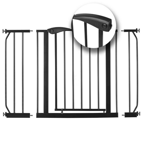 Bariera poarta de protectie copii, realizata din metal si plastic, deschidere pe 2 fete, latime reglabila, 75-115 cm, posibilitatea de blocare, negru-poza 3-Dacenergy.ro