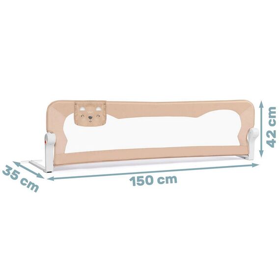 Bariera de protectie pat copii, 150x42x35cm, sistem de blocare, cu buzunar, rezistenta, bej, Culoare: Bej, Lungime: 150 cm, Latime: 42 cm-poza 4-Dacenergy.ro