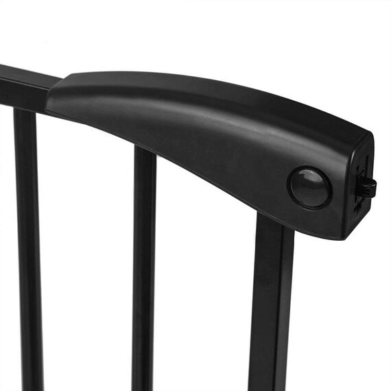 Bariera poarta de protectie copii, realizata din metal si plastic, deschidere pe 2 fete, latime reglabila, 75-115 cm, posibilitatea de blocare, negru-poza 4-Dacenergy.ro