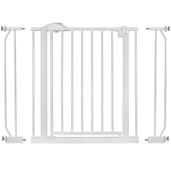 Bariera poarta de protectie copii, realizata din metal si plastic, deschidere pe 2 fete, latime reglabila, 75-105 cm, posibilitatea de blocare, alba-poza 5-Dacenergy.ro