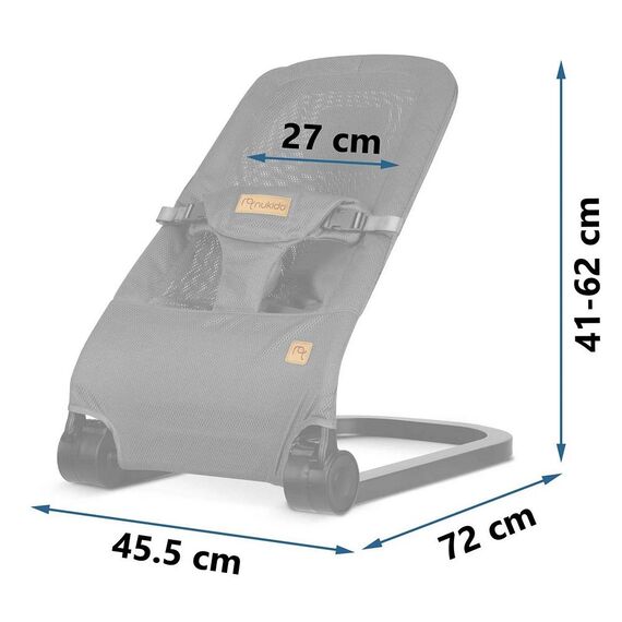 Balansoar bebelusi, cadru metalic, material textil, pozitie sigura, ergonomica, pliabil, reglare inclinare a spatarului in 3 trepte, picioare anti-alunecare, cu jucarii, gri, Culoare: Gri, Negru-poza 6-Dacenergy.ro