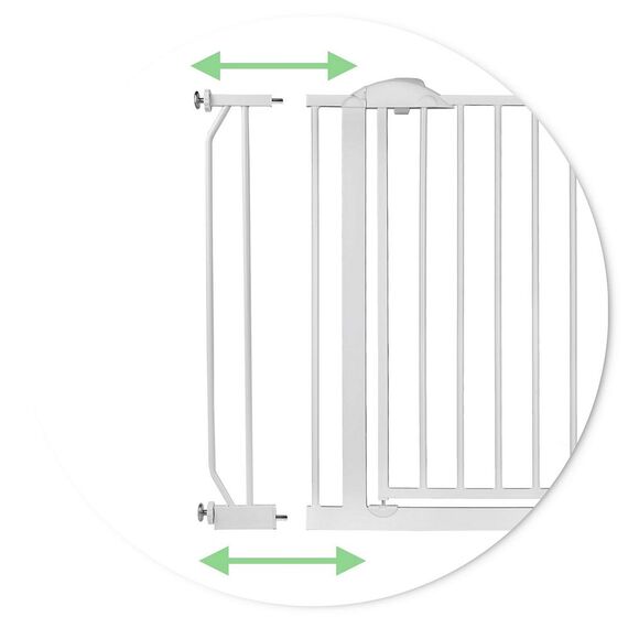 Bariera poarta de protectie copii, realizata din metal si plastic, deschidere pe 2 fete, latime reglabila, 75-105 cm, posibilitatea de blocare, alba-poza 7-Dacenergy.ro