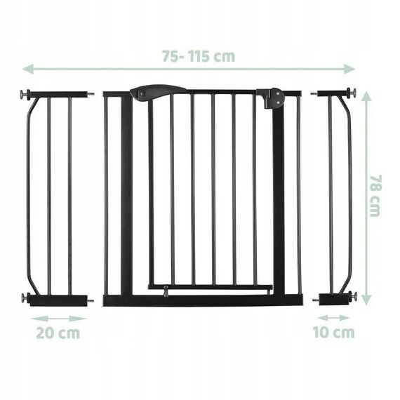 Bariera poarta de protectie copii, realizata din metal si plastic, deschidere pe 2 fete, latime reglabila, 75-115 cm, posibilitatea de blocare, negru-poza 8-Dacenergy.ro
