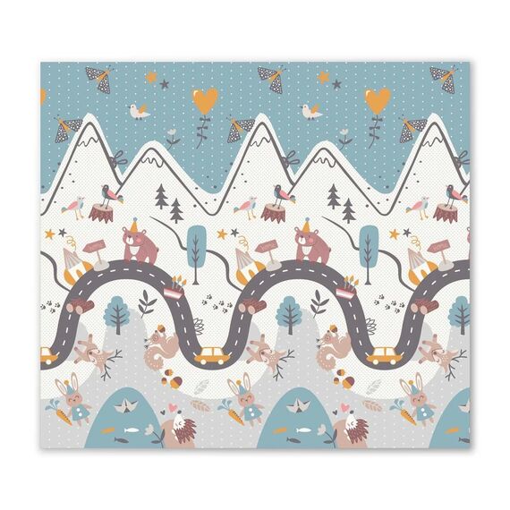 Covoras pliabil din spuma , 2 fete, usor de curatat, antiderapant, multifunctional, 200 x 180 x 1 cm, albastru, Latime: 180 cm, Culoare: Albastru | Alb-Dacenergy.ro