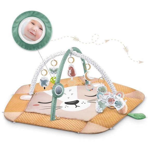 Salteluta interactiva , material moale, 7 jucarii multifunctionale, perna inclusa, doua fete, pliabil, imprimeu cu leu, Culoare: Multicolor-poza 3-Dacenergy.ro
