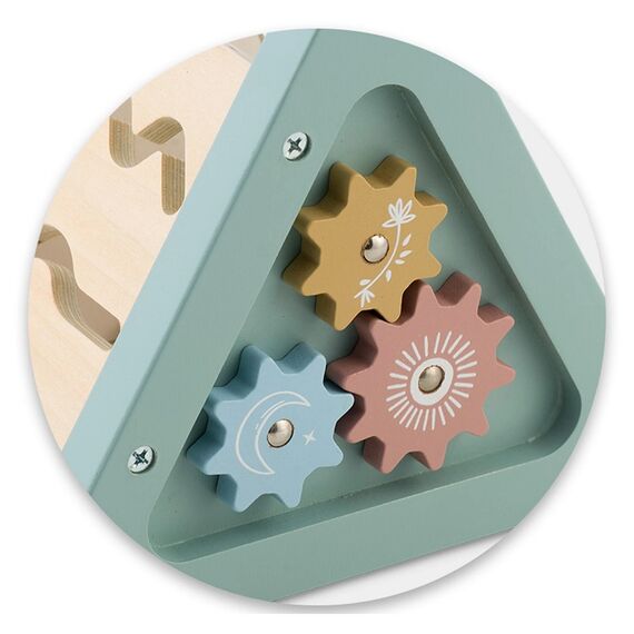 ​Cub interactiv bebe , triunghi, sprijina invatare, numarare, forme si culori, panouri cu imagini cu animale, suruburi cu filet, 17 x 18.5 cm-poza 2-Dacenergy.ro