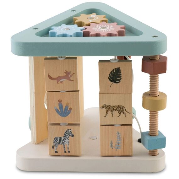 ​Cub interactiv bebe , triunghi, sprijina invatare, numarare, forme si culori, panouri cu imagini cu animale, suruburi cu filet, 17 x 18.5 cm-poza 4-Dacenergy.ro