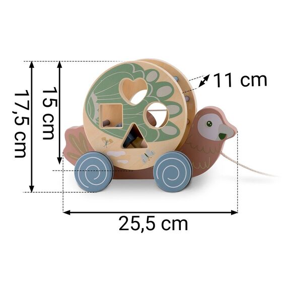 Jucarie de tras, din lemn, stimulare senzoriala, Montessori, cu snur, forma de papagal, 25, 5 x 17, 5 x 11 cm-poza 5-Dacenergy.ro