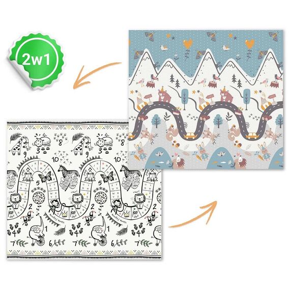 Covoras pliabil din spuma , 2 fete, usor de curatat, antiderapant, multifunctional, 200 x 180 x 1 cm, albastru, Latime: 180 cm, Culoare: Albastru | Alb-poza 7-Dacenergy.ro