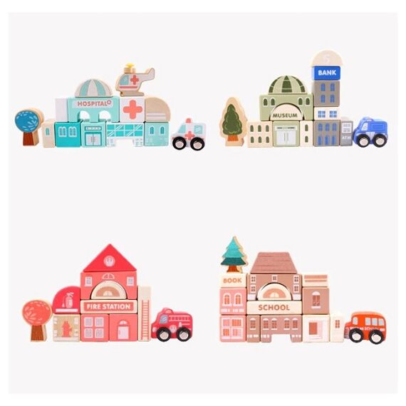 ​Set cuburi de construit din lemn pentru copii DacEnergy©, stimuleaza creativitatea si motricitatea, 115 piese, multicolor, Culoare: Multicolor-poza 7-Dacenergy.ro