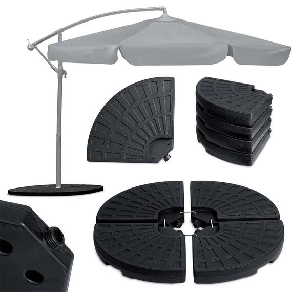 Baza pentru umbrela de gradina DacEnergy©, realizata din HDPE durabil, se umplute cu nisip sau apa, 4 bucati de carlige metalice, forma rotunda, 100 x 100 cm, Forma	: Rotund, Culoare: Negru-poza 2-Dacenergy.ro