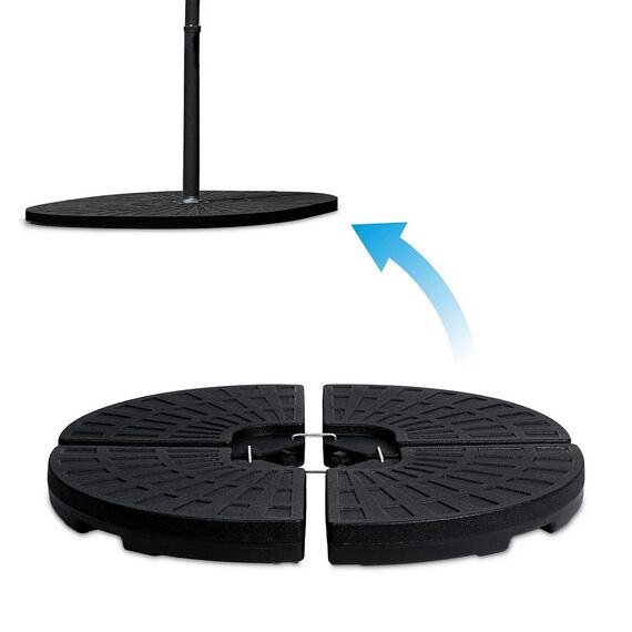 Baza pentru umbrela de gradina DacEnergy©, realizata din HDPE durabil, se umplute cu nisip sau apa, 4 bucati de carlige metalice, forma rotunda, 100 x 100 cm, Forma	: Rotund, Culoare: Negru-poza 5-Dacenergy.ro