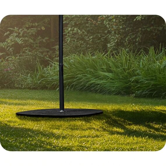 Baza pentru umbrela de gradina DacEnergy©, realizata din HDPE durabil, se umplute cu nisip sau apa, 4 bucati de carlige metalice, forma rotunda, 100 x 100 cm, Forma	: Rotund, Culoare: Negru-poza 6-Dacenergy.ro
