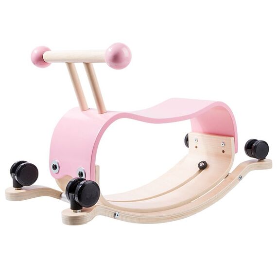 Balansoar 2 in 1 pentru copii DacEnergy©, din lemn, bicicleta de echilibru, cu roti, design inedit, 64 x 32 x 42 cm, roz, Culoare: Roz-Dacenergy.ro