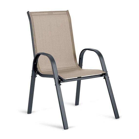 Set scaune de gradina DacEnergy©, din material textil, cadru din otel, sarcina maxima 120 kg, scaun ergonomic, 93,5 x 53 x 73 cm, 4 bucati, grafit si bej, Culoare: Gri grafit, Bej-poza 5-Dacenergy.ro