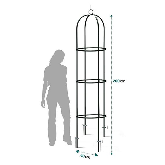 Suport metalic pentru gradina DacEnergy©, tip pergola, durabil, realizat din otel acoperit cu pulbere, inaltime 200 cm, latime 40 cm, negru, Culoare: Negru, Inaltime: 200 cm-poza 4-Dacenergy.ro