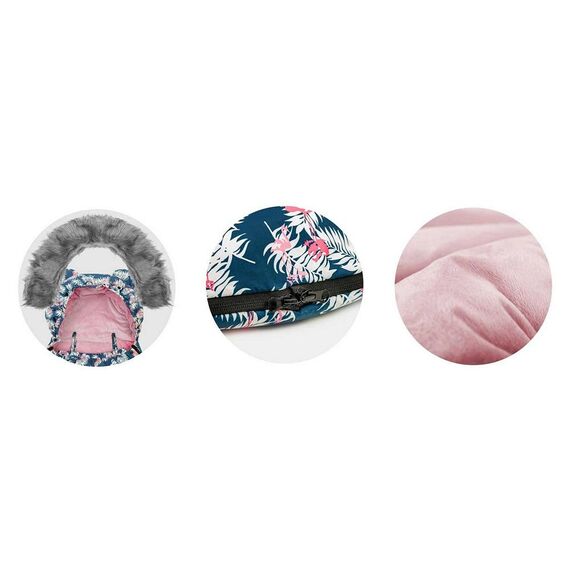 Sac de dormit bebelusi, rezistent la apa, rezistent la vant, respirabil, blana detasabila, finisaj atent, elegant, 95 x 48 cm, pentru sanie, albastru cu flamingo, Culoare: Multicolor-poza 2-Dacenergy.ro
