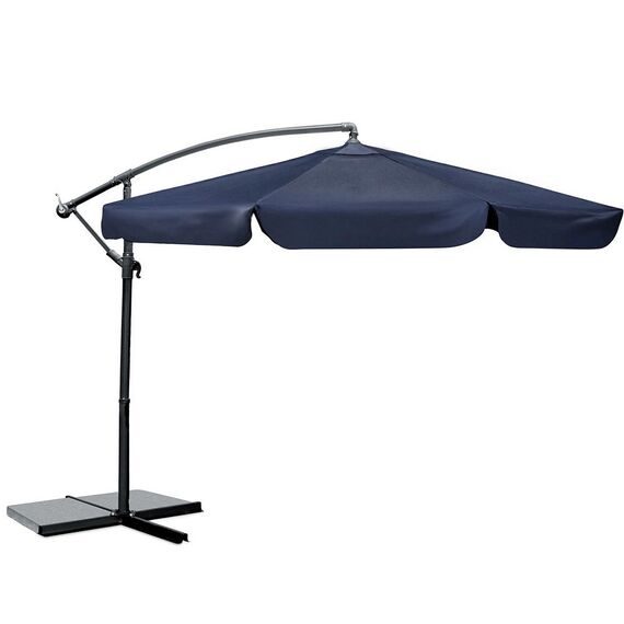 Umbrela de gradina, realizata din poliester 180 g/m2, pliabila, reglarea unghiului de inclinare si a inaltimii, diametru 350 cm, 8 segmente, cu husa, bleumarin, Culoare: Bleumarin-poza 7-Dacenergy.ro