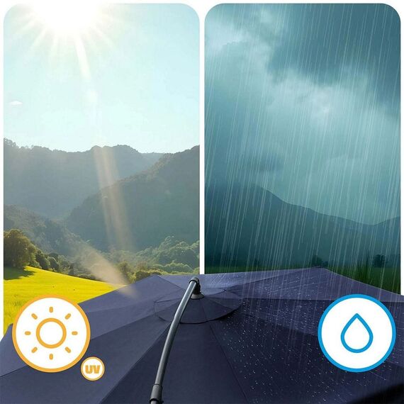 Umbrela de gradina, realizata din poliester 180 g/m2, pliabila, reglarea unghiului de inclinare si a inaltimii, diametru 350 cm, cu husa, bleumarin, Culoare: Bleumarin-poza 4-Dacenergy.ro
