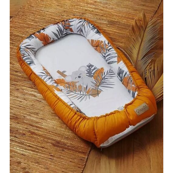 Cosulet bebelus pentru dormit Baby Nest, realizat din satin, pentru nou-nascuti, 50x80 cm, portocaliu, Culoare: Portocaliu-poza 3-Dacenergy.ro