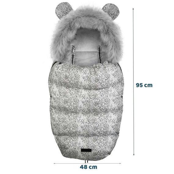 Sac de dormit bebelusi, cu urechi, captusita cu material antialergenic, respirabil, blana detasabila, elegant, 95 x 48 cm, pentru sanie, alb, Culoare: Alb-poza 3-Dacenergy.ro
