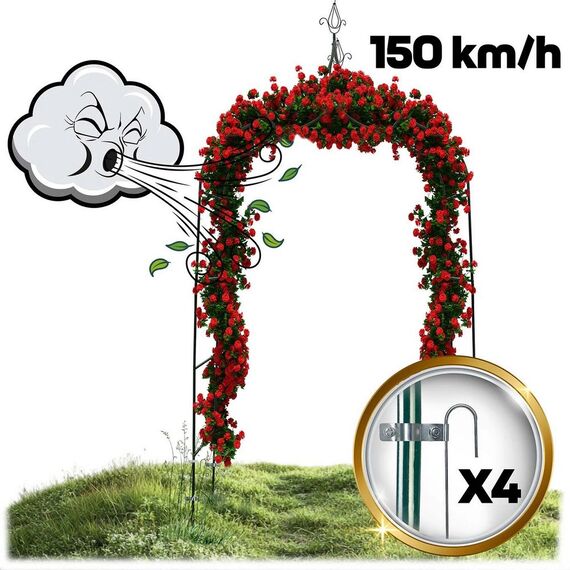 Arcada metalica pentru gradina DacEnergy©, pergola, durabila, realizat din otel acoperit cu pulbere, inaltime 265 cm, latime 140 cm, verde inchis, Culoare: Verde inchis, Inaltime: 265 cm-poza 3-Dacenergy.ro