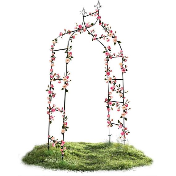 Arcada metalica pentru gradina DacEnergy©, pergola, durabila, realizat din otel acoperit cu pulbere, inaltime 265 cm, latime 140 cm, verde inchis, Culoare: Verde inchis, Inaltime: 265 cm-poza 4-Dacenergy.ro