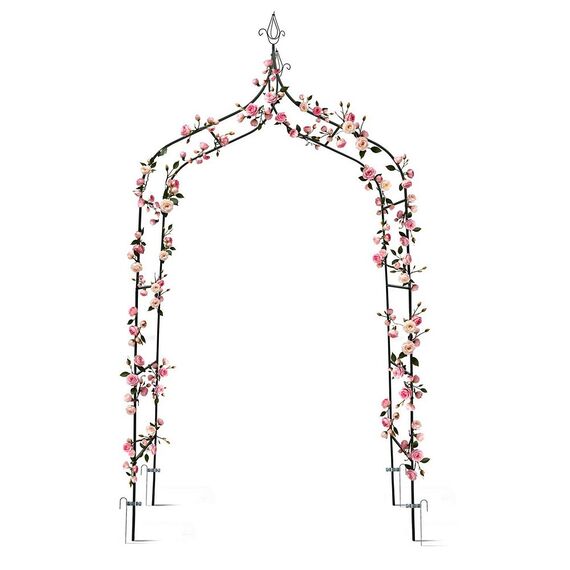 Arcada metalica pentru gradina DacEnergy©, pergola, durabila, realizat din otel acoperit cu pulbere, inaltime 265 cm, latime 140 cm, verde inchis, Culoare: Verde inchis, Inaltime: 265 cm-poza 6-Dacenergy.ro