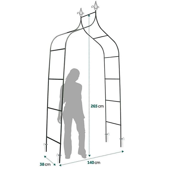 Arcada metalica pentru gradina DacEnergy©, pergola, durabila, realizat din otel acoperit cu pulbere, inaltime 265 cm, latime 140 cm, verde inchis, Culoare: Verde inchis, Inaltime: 265 cm-poza 7-Dacenergy.ro
