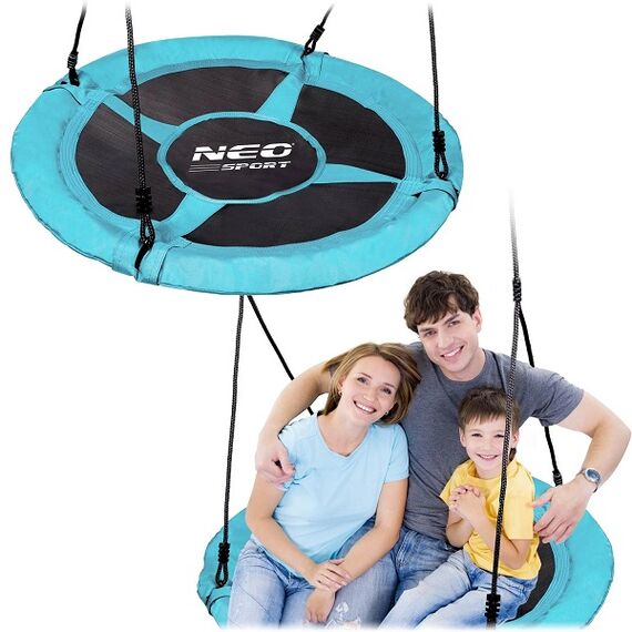 Leagan cuib, cadru otel, poliester Oxford acoperit 600D, forma rotunda, material impermeabil, greutate maxima 150kg, 95cm, turcoaz, Culoare: Turcoaz-poza 2-Dacenergy.ro