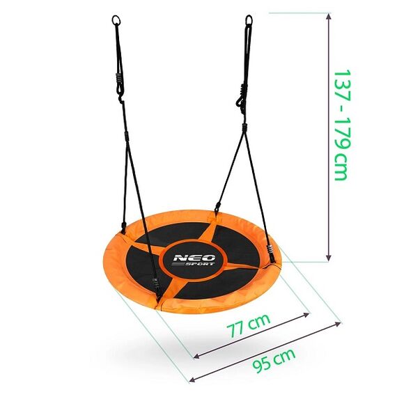 ​Leagan cuib , cadru otel, 100 % poliester, scaun confortabil, forma rotunda, 95 cm, portocaliu si negru, Lungime: 95 cm, Culoare: Portocaliu, Negru-poza 9-Dacenergy.ro