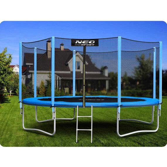 ​Trambulina de gradina , stalpi metalici, plasa de siguranta exterioara, scara metalica solida, sarcina maxima 150 kg, picioare stabile duble, 435 cm, Culoare: Albastru,  Diametru: 435 cm-poza 3-Dacenergy.ro