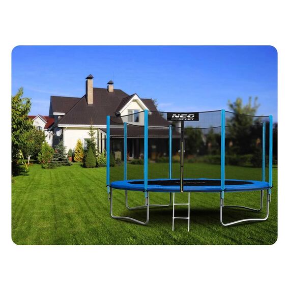 ​Trambulina de gradina , stalpi metalici, plasa de siguranta exterioara, scara metalica solida, sarcina maxima 150 kg, picioare stabile duble, 374 cm, Culoare: Albastru,  Diametru: 374 cm-poza 3-Dacenergy.ro