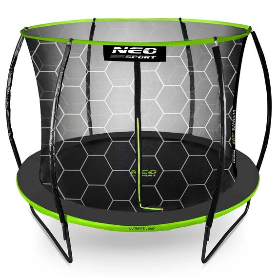 ​Trambulina de gradina , cu 3 picioare duble, scara metalica cu trepte late, plasa interna, intrarea in forma de L, cu fermoar si catarama, 312 cm, negru si verde, Culoare: Verde, Negru,  Diametru: 312 cm-poza 3-Dacenergy.ro