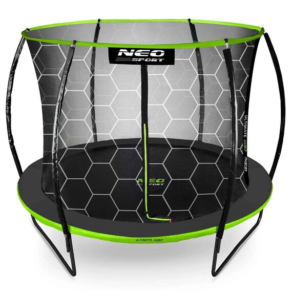 ​Trambulina de gradina , cu 3 picioare duble, scara metalica, plasa interna, intrarea in forma de L, cu fermoar si catarama, 252 cm, negru si verde, Culoare: Verde, Negru,  Diametru: 252 cm-poza 3-Dacenergy.ro