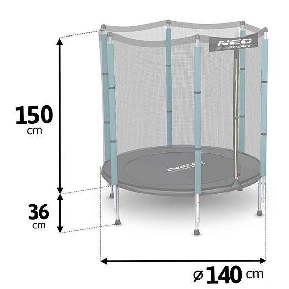 ​Trambulina de gradina , 6 stalpi fixati cu spuma, plasa interioara de protectie, inchisa cu fermoar, diametru 140 cm, gri, Culoare: Gri,  Diametru: 140 cm-poza 4-Dacenergy.ro