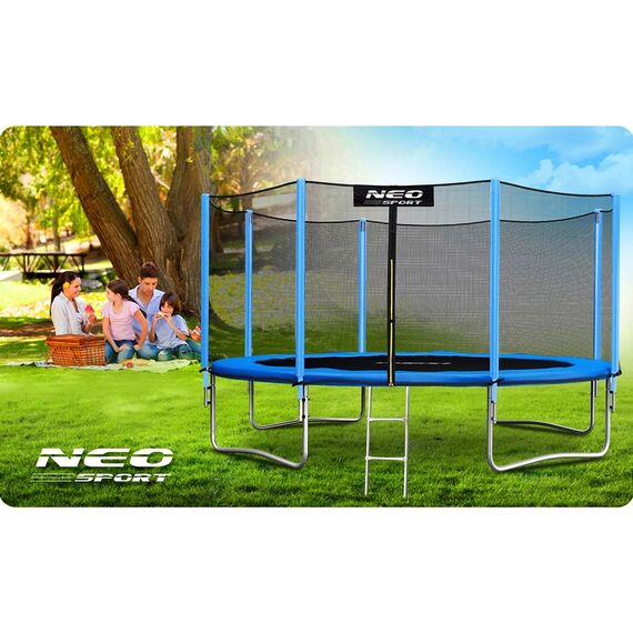 ​Trambulina de gradina , stalpi metalici, plasa de siguranta exterioara, scara metalica solida, sarcina maxima 150 kg, picioare stabile duble, 374 cm, Culoare: Albastru,  Diametru: 374 cm-poza 5-Dacenergy.ro