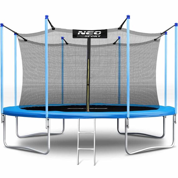 ​Trambulina de gradina , stalpi metalici, scara metalica, 2 trepe, plasa interioara de siguranta, arcuri galvanizate, zincate, 374  cm, Culoare: Albastru,  Diametru: 374 cm-Dacenergy.ro
