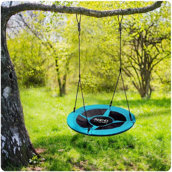 Leagan cuib, cadru otel, poliester Oxford acoperit 600D, forma rotunda, material impermeabil, greutate maxima 150kg, 95cm, turcoaz, Culoare: Turcoaz-poza 6-Dacenergy.ro