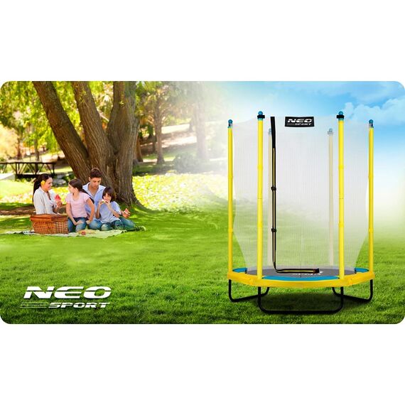 ​Trambulina de gradina , 6 stalpi fixati cu spuma, plasa interioara de protectie, inchisa cu fermoar, diametru 140 cm, galbena, Culoare: Galben,  Diametru: 140 cm-poza 8-Dacenergy.ro