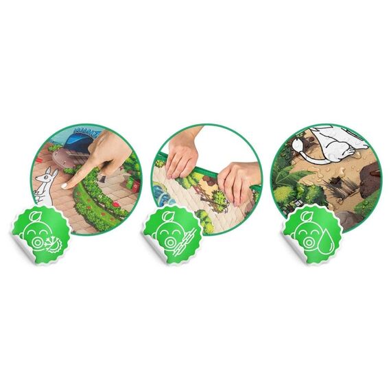 ​Spatiu de joaca 2 in 1, covoras din spuma si carte de colorat, asigura izolare termica fata de sol, textura anti-alunecare, model frumos cu animale de la Zoo, 120 x 90 cm, verde, Dimensiune (cm)	: 120 x 90-poza 12-Dacenergy.ro