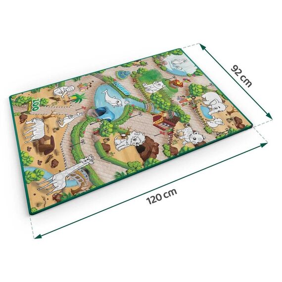 ​Spatiu de joaca 2 in 1, covoras din spuma si carte de colorat, asigura izolare termica fata de sol, textura anti-alunecare, model frumos cu animale de la Zoo, 120 x 90 cm, verde, Dimensiune (cm)	: 120 x 90-poza 14-Dacenergy.ro