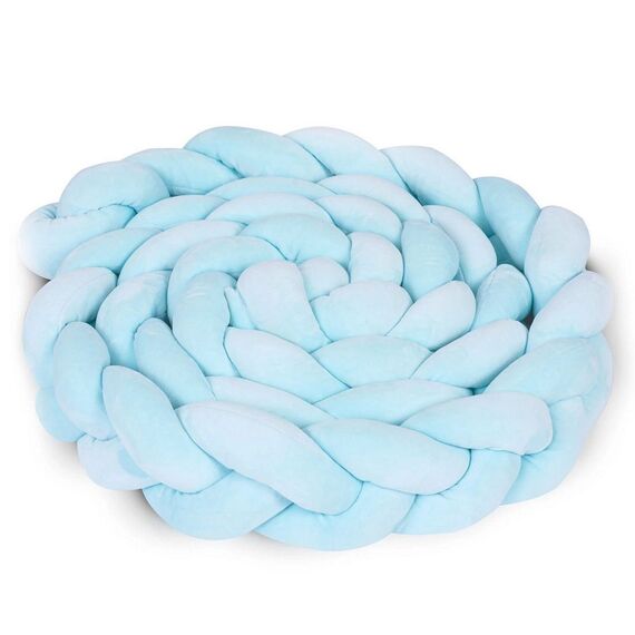 Protectie laterala patut bebe, Bumper impletit, 100 % antialergic, lavabil, 3m, albastra, Culoare: Albastru-Dacenergy.ro