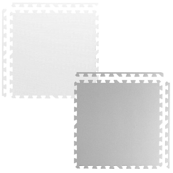​Covoras puzzle din spuma, 180 x 180 x 1 cm, 9 buc, culoarea gri si alb-poza 2-Dacenergy.ro