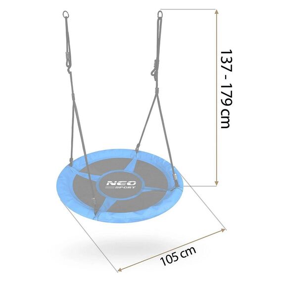 Leagan cuib, cadru otel, 100 % poliester, scaun confortabil, forma rotunda, franghii puternice, 100 cm, albastru, Culoare: Albastru-poza 4-Dacenergy.ro