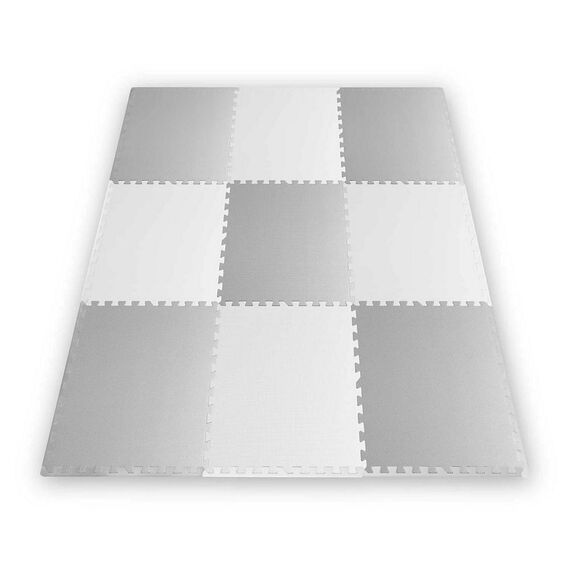 ​Covoras puzzle din spuma, 180 x 180 x 1 cm, 9 buc, culoarea gri si alb-poza 3-Dacenergy.ro