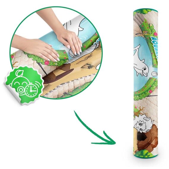 ​Spatiu de joaca 2 in 1, covoras din spuma si carte de colorat, asigura izolare termica fata de sol, textura anti-alunecare, model frumos cu animale de la Zoo, 120 x 90 cm, verde, Dimensiune (cm)	: 120 x 90-poza 4-Dacenergy.ro