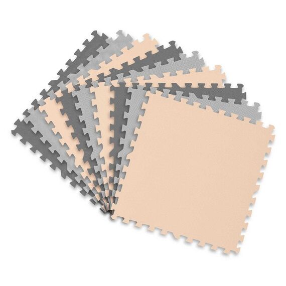 ​Covoras puzzle din spuma, 180x180 cm, 9 buc, antiaderent, moale, gri si piersica, Dimensiune (cm)	: 180 x 180, Culoare: Piersica, Gri-poza 5-Dacenergy.ro