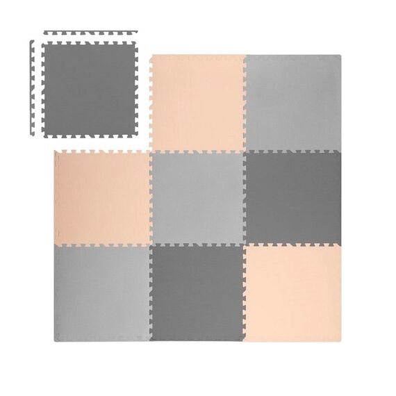 ​Covoras puzzle din spuma, 180x180 cm, 9 buc, antiaderent, moale, gri si piersica, Dimensiune (cm)	: 180 x 180, Culoare: Piersica, Gri-poza 6-Dacenergy.ro